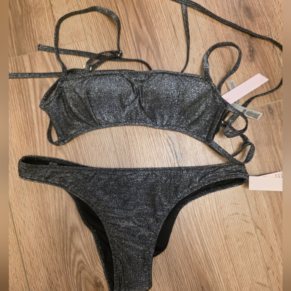 Victorias Secret Shimmering Black Bikini Set